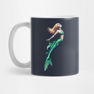 Green Tailed Mermaid Art Mug